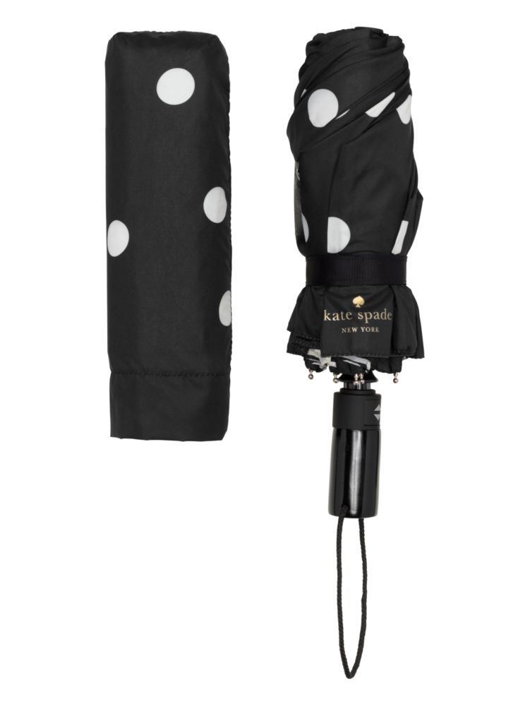 Black And Cream Deco Dot Travel Umbrella, Black / Glitter, Product