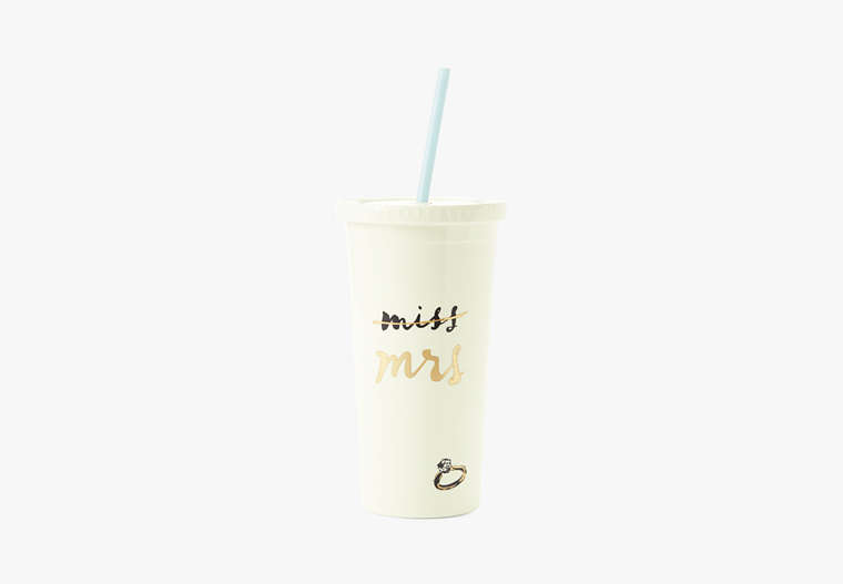 Miss To Mrs. Tumbler With Straw, White, Product