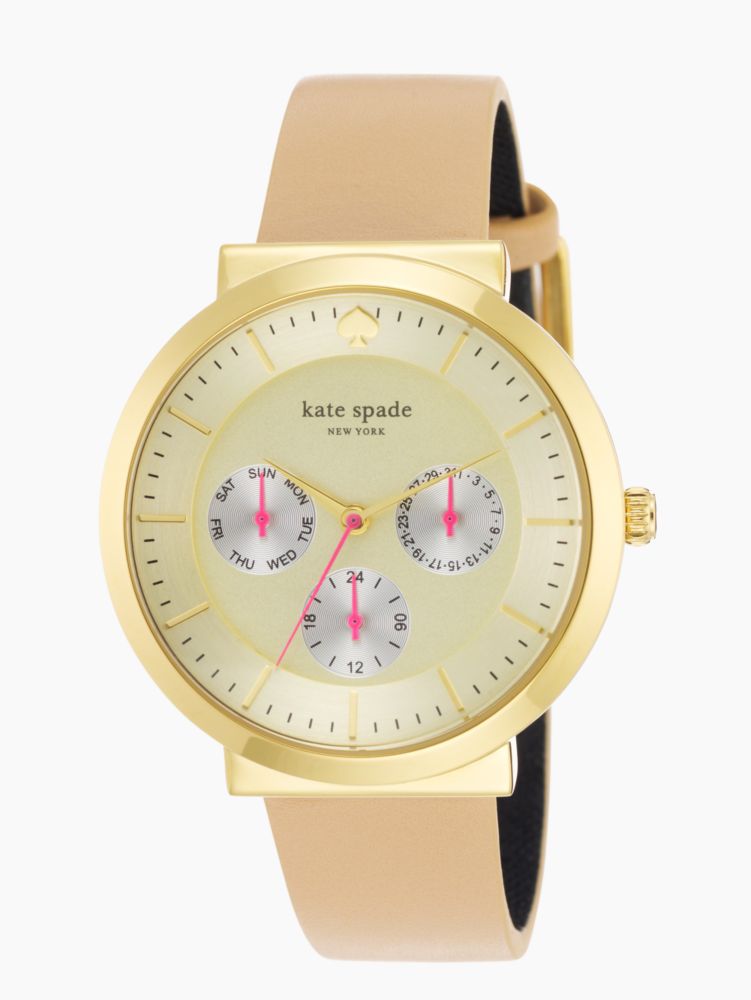 Kate Spade New York Vachetta Leather Grand Metro Watch