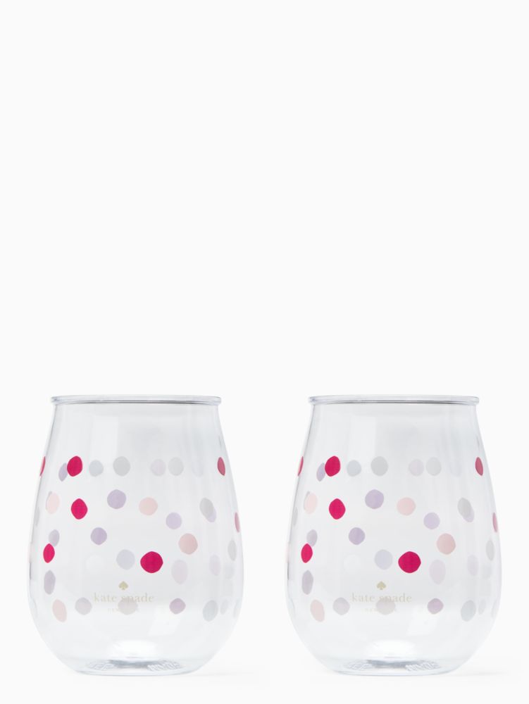 Glimmer Dot Acrylic Stemless Wine Glass Set Of 2 | Kate Spade Surprise