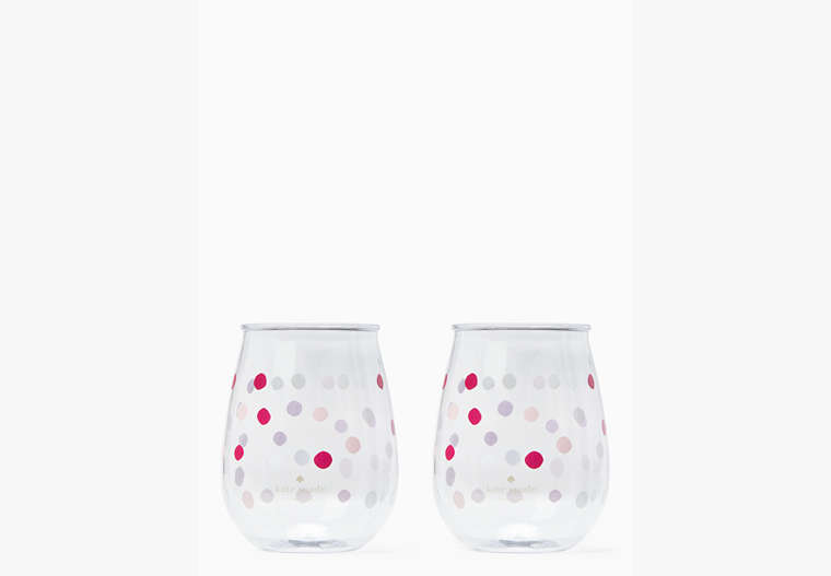 Glimmer Dot Acrylic Stemless Wine Glass Set Of 2, Multi, Product