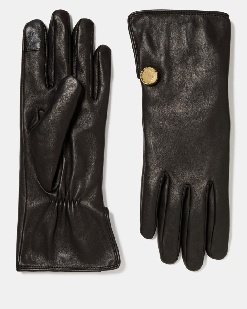 Spade Flower Leather Gloves