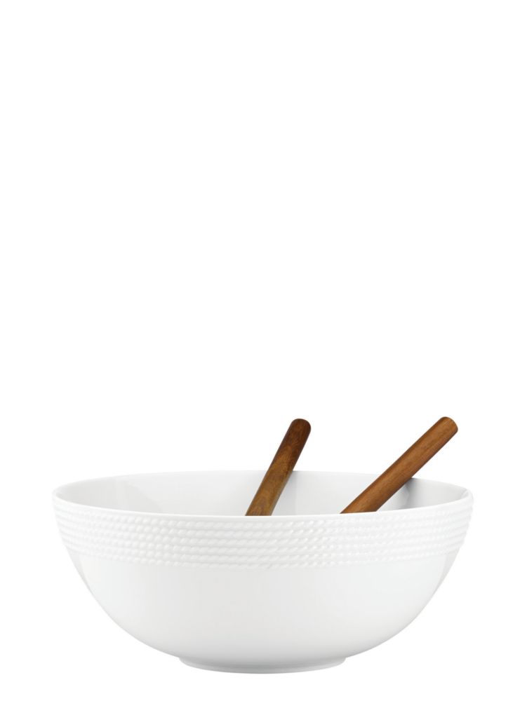 Wickford Salad Set With Wooden Servers, Parchment, Product