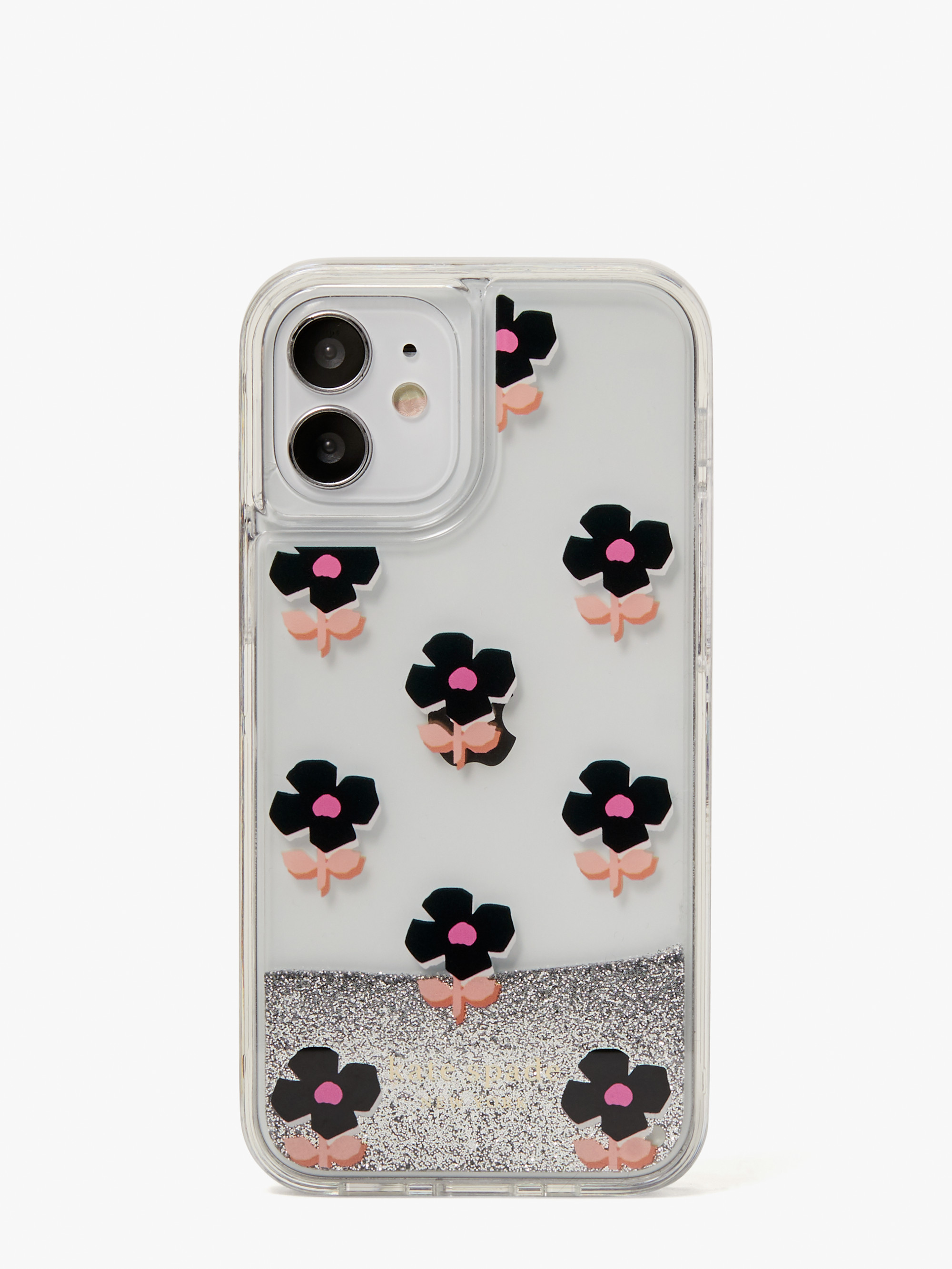 block flower liquid glitter iphone 12 mini case