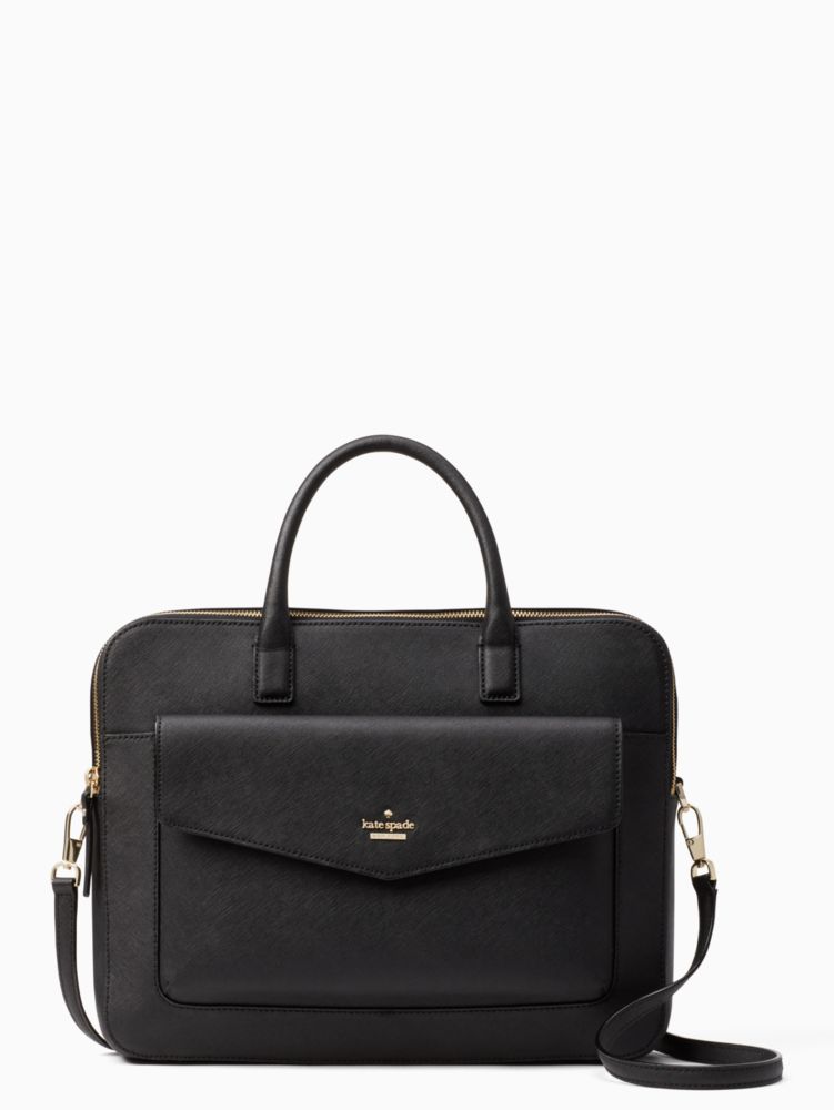 Women's black 13 inch double zip laptop bag | Kate Spade New York Ireland