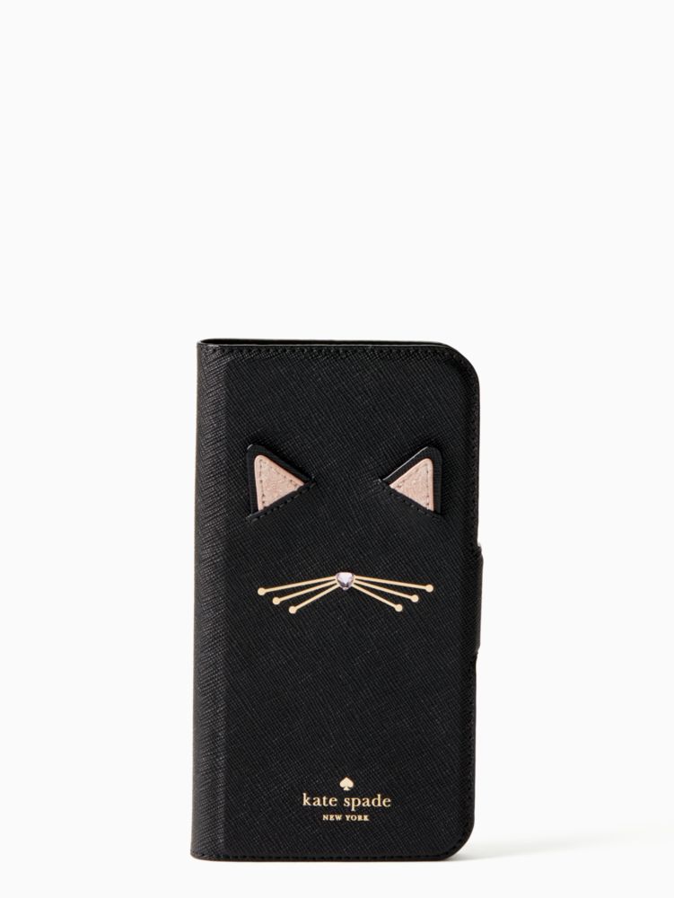 Women's black multi cat applique iPhone X folio case | Kate Spade New York  NL
