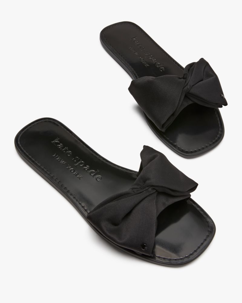 Bikini Bow Slide Sandals, Black, Product