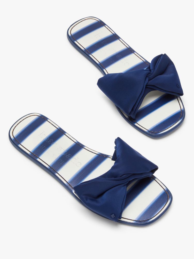 Bikini Bow Slide Sandals, Awning Stripe/Outerspace, Product