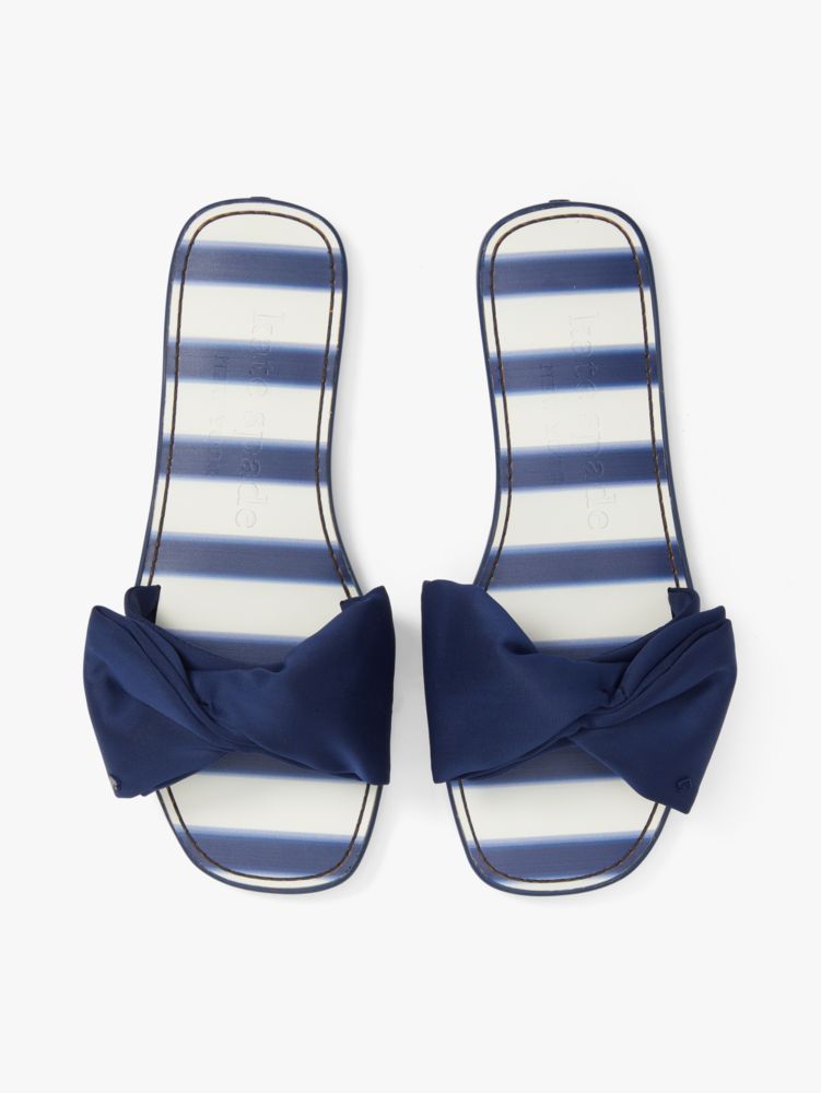 Bikini Bow Slide Sandals, Awning Stripe/Outerspace, Product