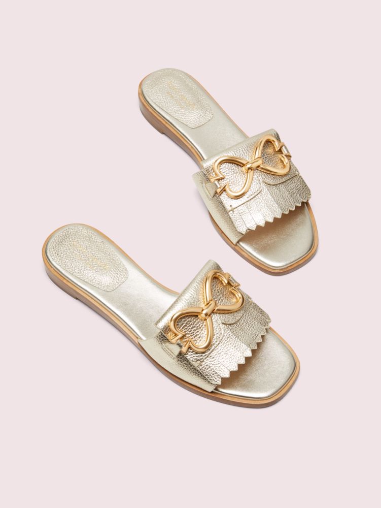 gold slide sandals