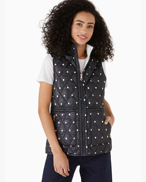 Kate Spade,reversible quilted vest,Polyester,Blazer Blue/Cream