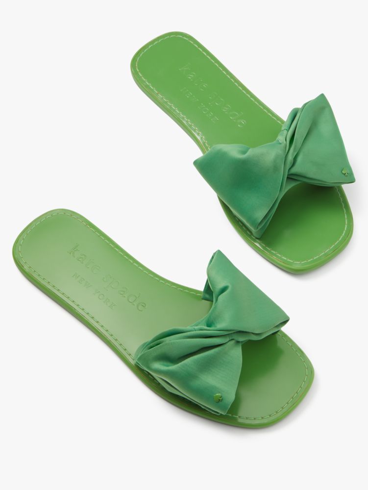 Shop Kate Spade Bikini Bow Slide Sandals In Ks Green