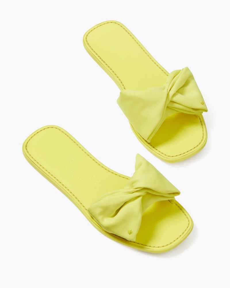 Shop Kate Spade Bikini Bow Slide Sandals In Wasabi