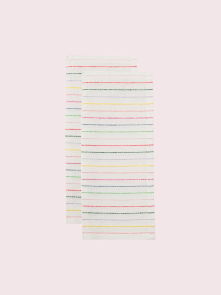 Artisan Stripe Kitchen Towel Set, Shocking Pink, Product