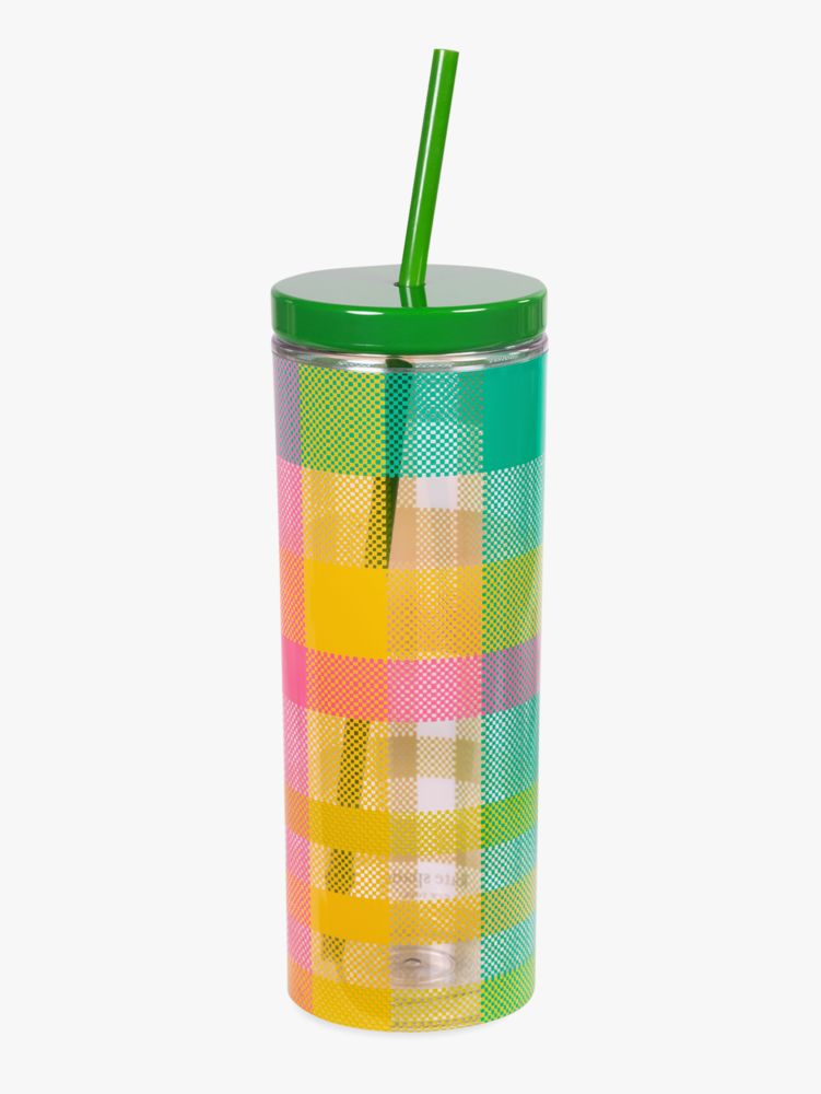 Garden Plaid Acrylic Tumbler With Straw Kate Spade New York