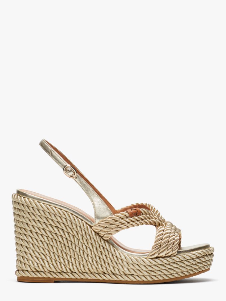 Kate Spade Tahiti Espadrille Wedges In Pale Gold