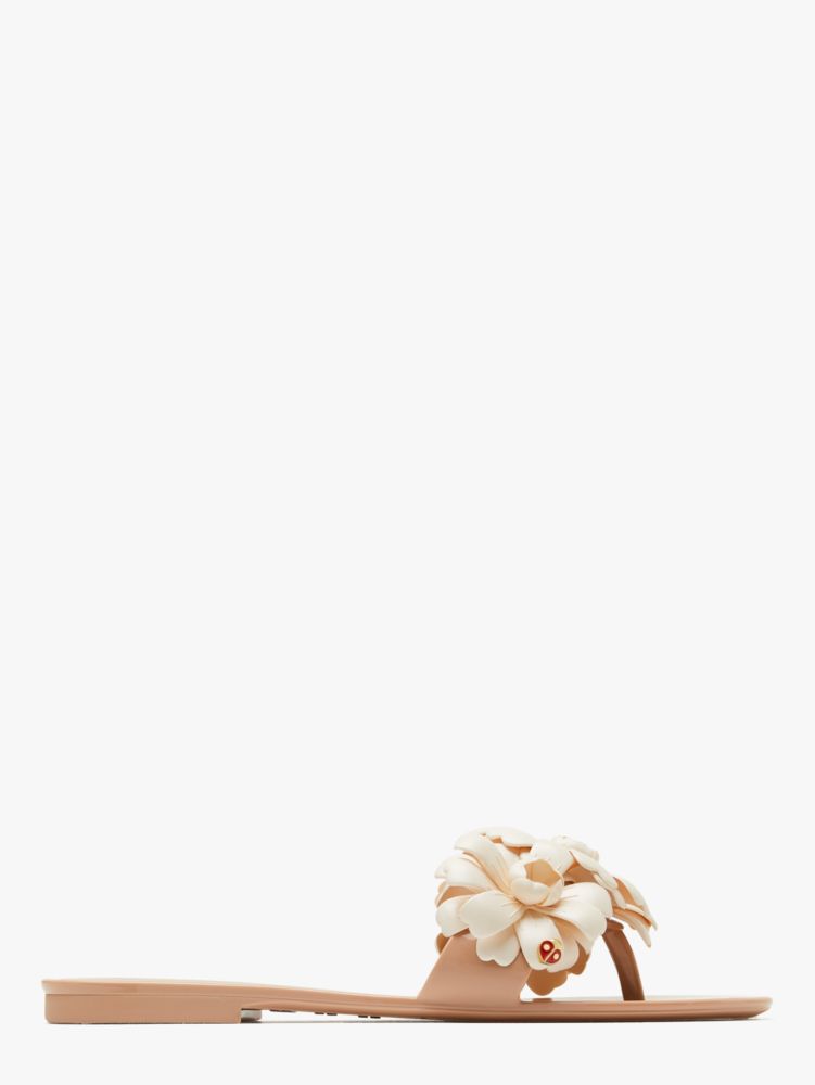 Kate Spade Women's Jaylee Floral Appliqué Jelly Slides In Peach Shake/cream