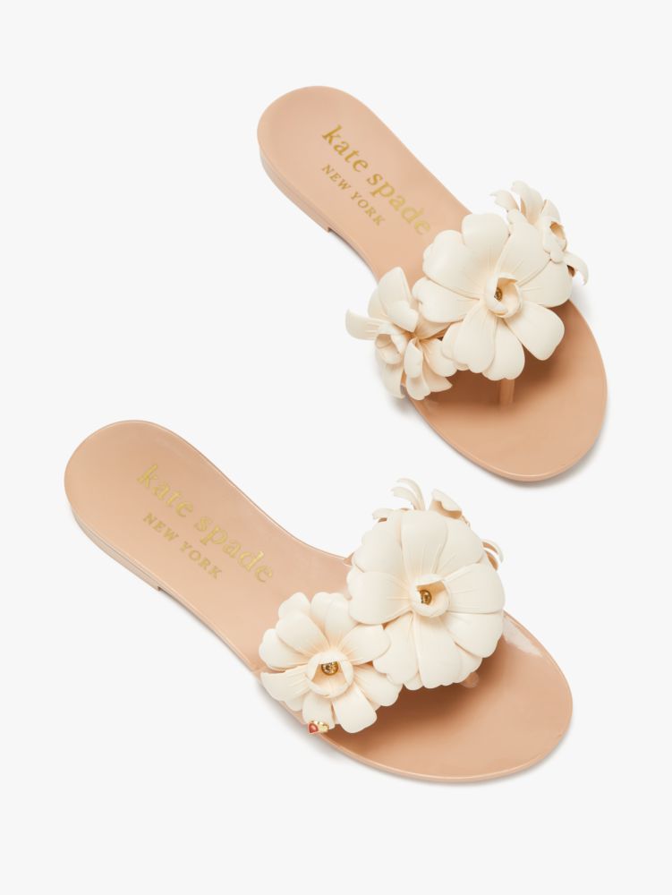 Kate Spade Women's Jaylee Floral Appliqué Jelly Slides In Peach Shake/cream