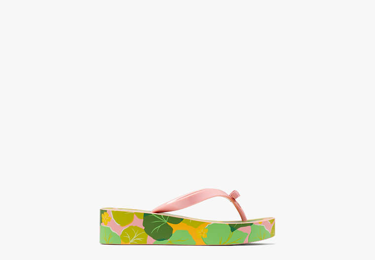 Rina Wedge Flip Flops, Cucumber Floral, Product image number 0