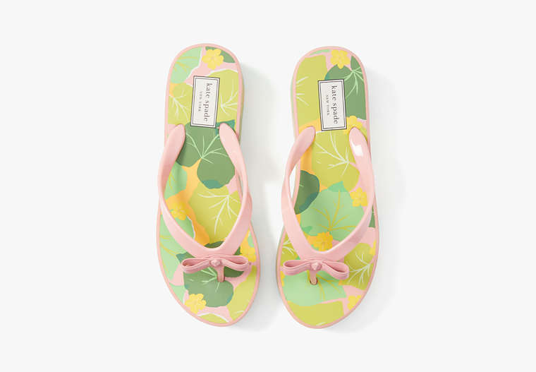 Rina Wedge Flip Flops, Cucumber Floral, Product