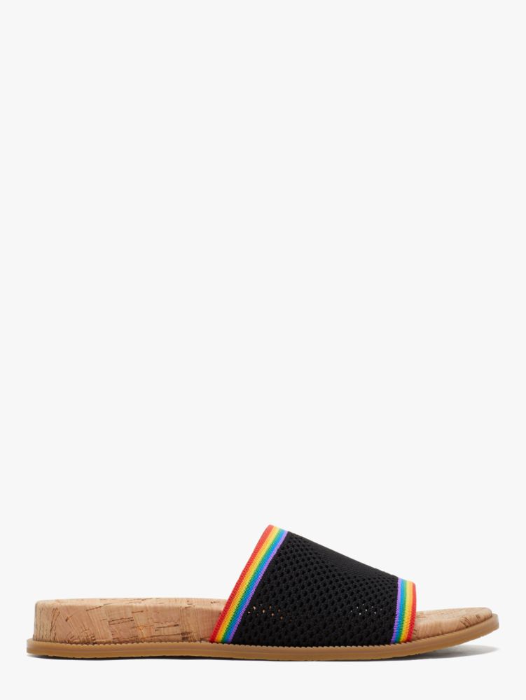 Wren Rainbow Stripe Slide Sandals, Black Multi, Product