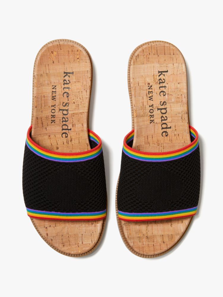 Wren Rainbow Stripe Slide Sandals, Black Multi, Product