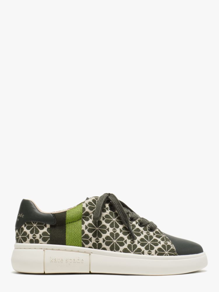 Spade Flower Jacquard Keswick Sneakers, Light Taupe/Olive, ProductTile