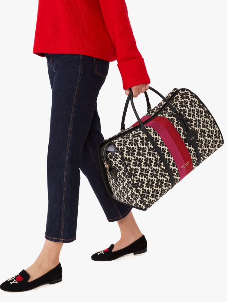Women's cream multi spade flower jacquard stripe large weekender bag | Kate  Spade New York FR