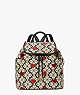 Spade Flower Jacquard Hearts Medium Flap Backpack, Black Multi, ProductTile