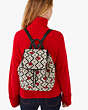Spade Flower Jacquard Hearts Medium Flap Backpack, Black Multi, Product