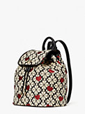 spade flower jacquard hearts medium flap backpack, , s7productThumbnail