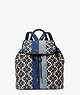 Spade Flower Jacquard Stripe Sinch Medium Flap Backpack, Blue Multicolor, ProductTile