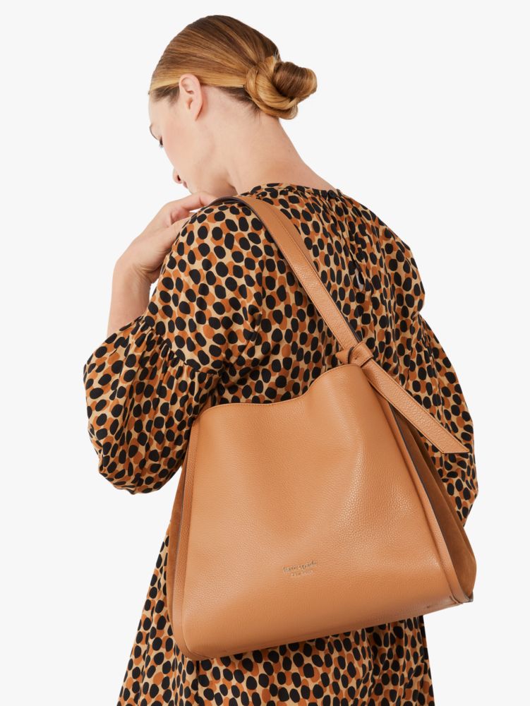 Knott Pebbled Leather & Suede Large Shoulder Bag | Kate Spade New York