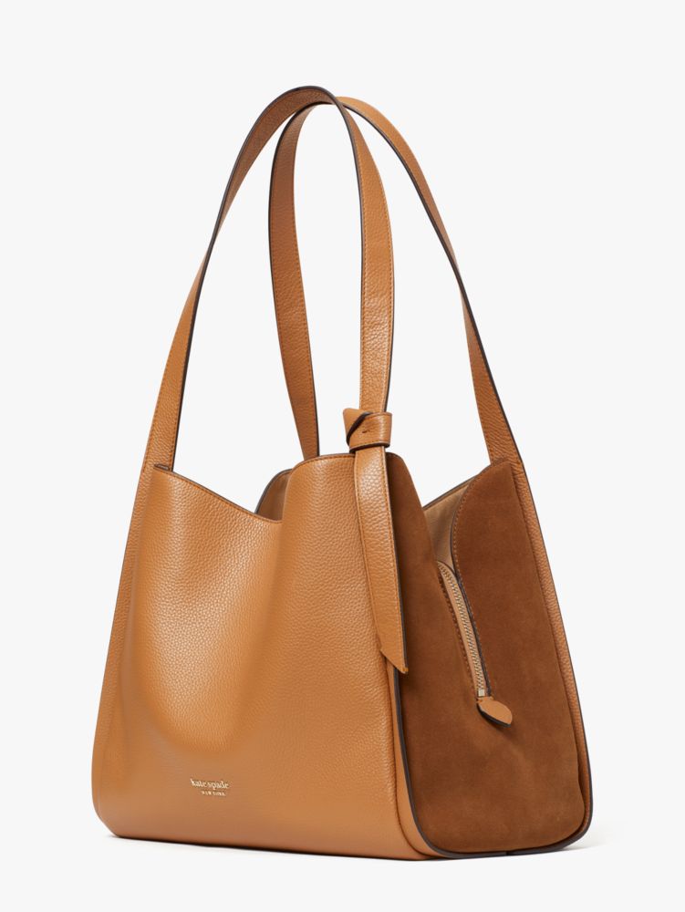 Knott Pebbled Leather & Suede Large Shoulder Bag | Kate Spade New York