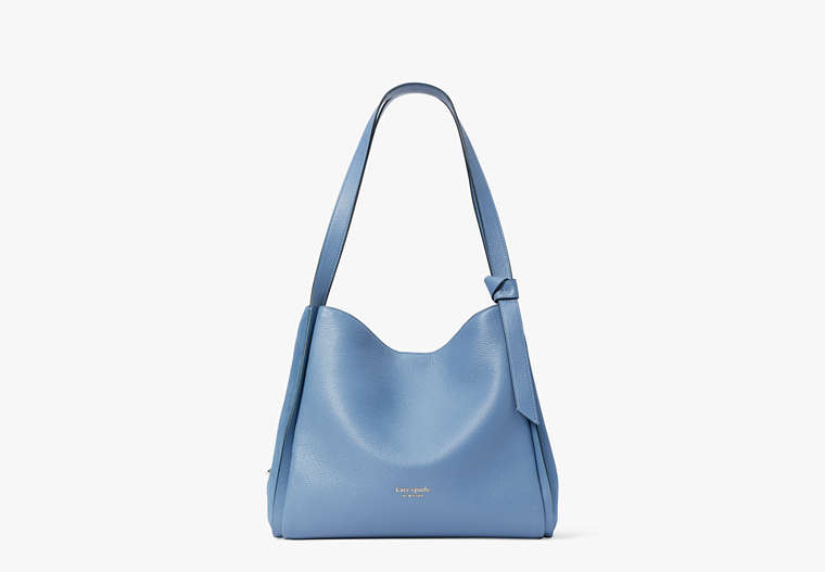 Knott Pebbled Leather & Suede Large Shoulder Bag, Manta Blue, Product image number 0