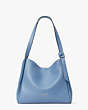 Knott Pebbled Leather & Suede Large Shoulder Bag, Manta Blue, Product