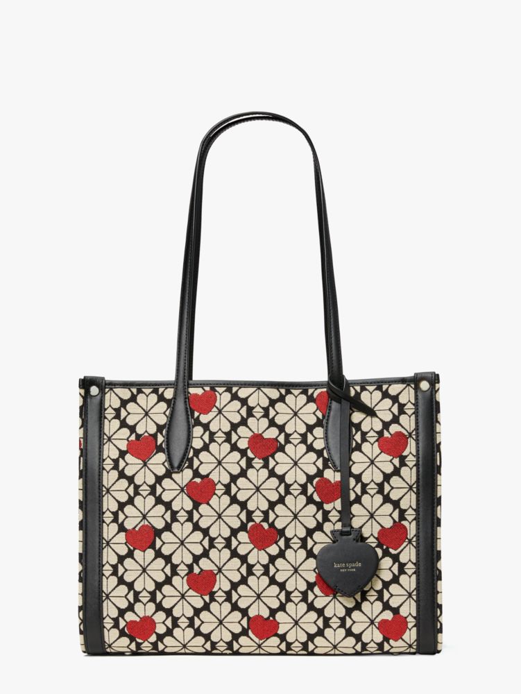 

spade flower jacquard hearts market medium tote

