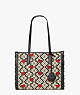 Kate Spade,spade flower jacquard hearts market medium tote,tote bags,Medium,Black Multi