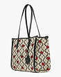 Kate Spade,spade flower jacquard hearts market medium tote,tote bags,Medium,Black Multi