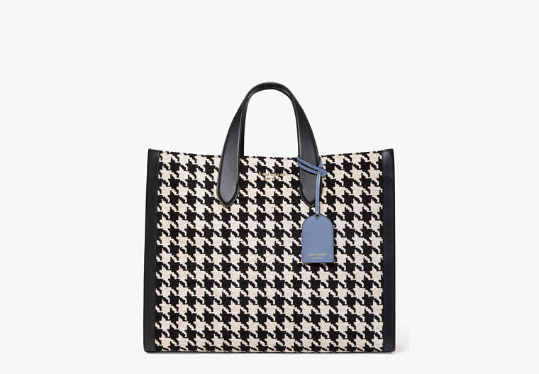 Manhattan Houndstooth Large Tote, Black Multi, Product