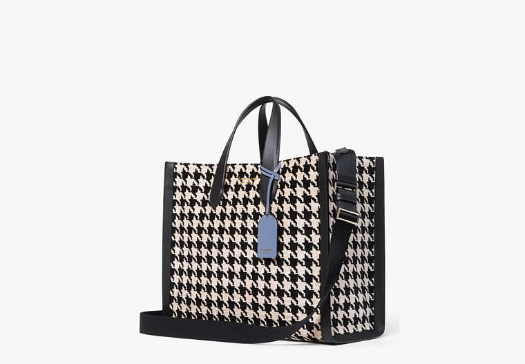 Manhattan Houndstooth Large Tote, Black Multi, Product