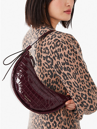 smile croc-embossed leather small shoulder bag, , rr_productgrid