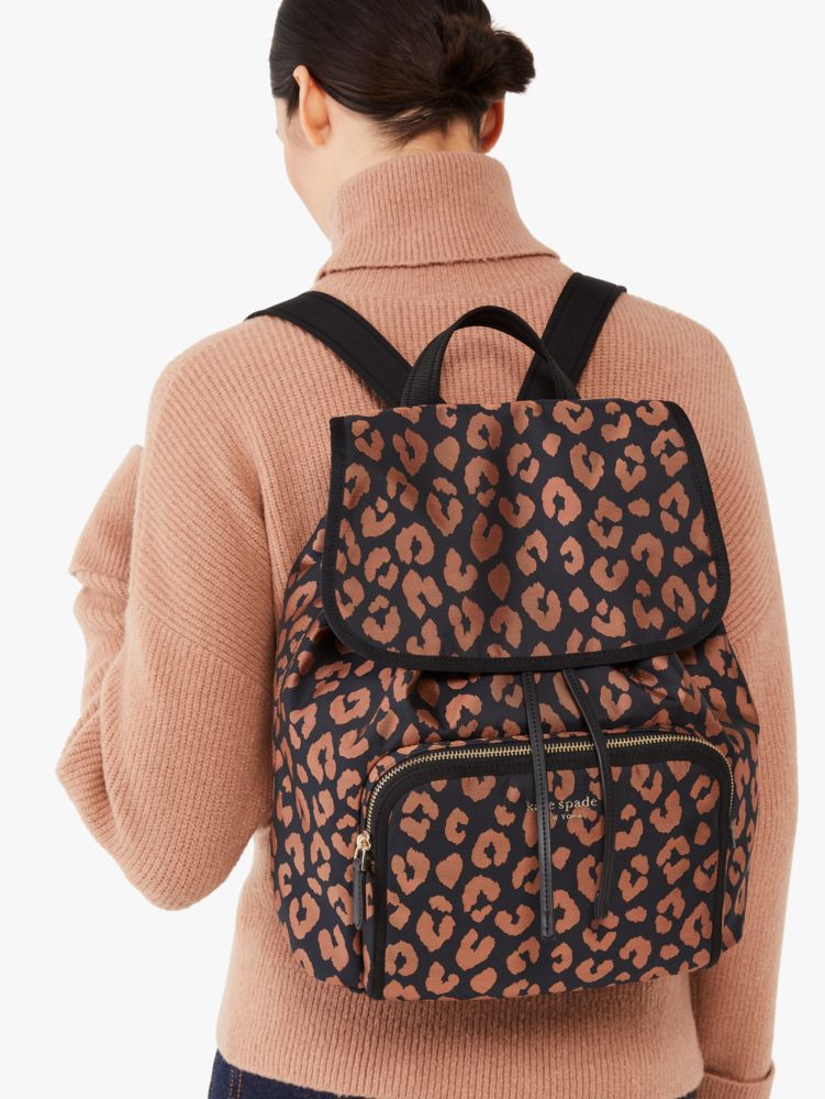 The Little Better Sam Leopard Medium Backpack, Black Multi, Product