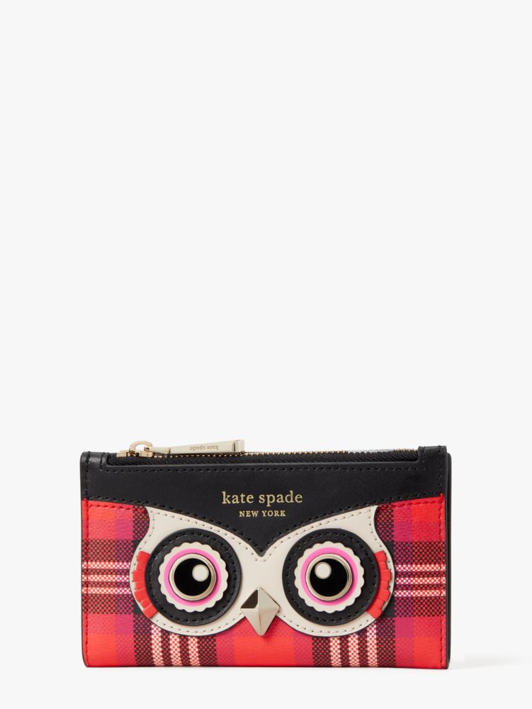 Women's pink multi blinx plaid owl small slim bifold wallet | Kate Spade  New York IT