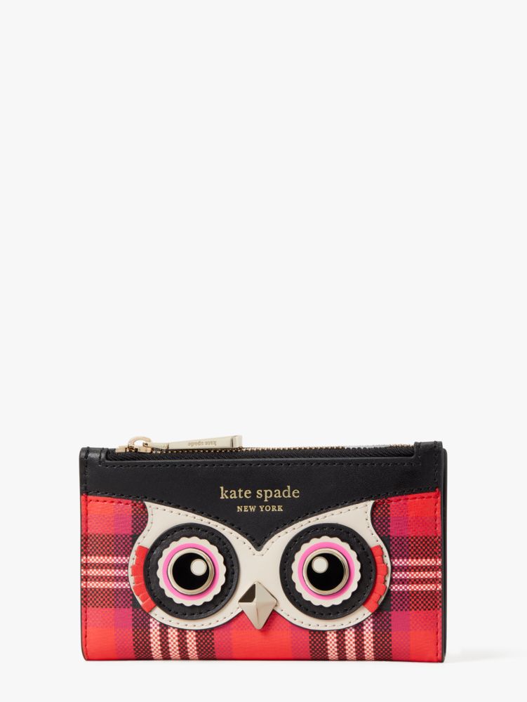 Blinx Plaid Owl Small Slim Bifold Wallet, Pink Multi, Product