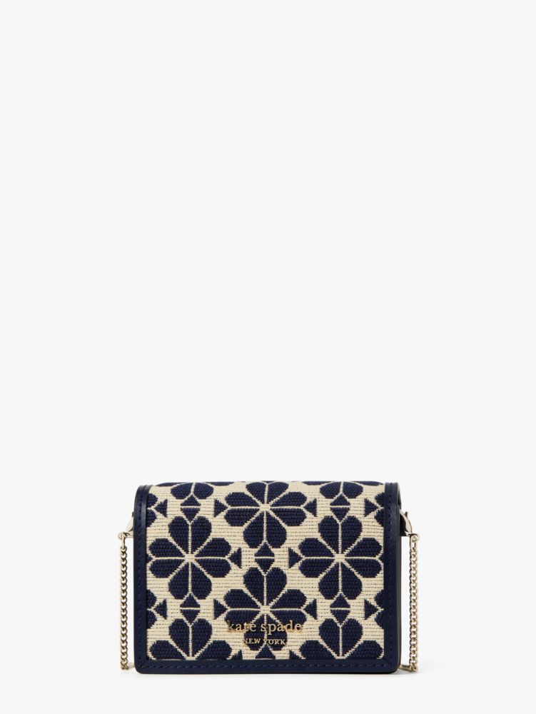 Spade Flower Jacquard Chain Cardholder, Ocean Fog, ProductTile