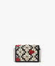 Kate Spade,spade flower jacquard hearts chain cardholder,crossbody bags,Black Multi