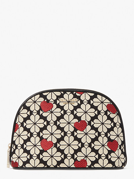 spade flower jacquard hearts large dome cosmetic case