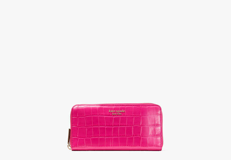 Spencer Croc-embossed Leather Zip-around Continental Wallet, Festive Pink, Product image number 0