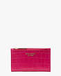 Spencer Croc-embossed Leather Small Slim Bifold Wallet, Festive Pink, Product
